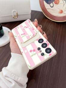 Bộ 2 trong 1 gồm 1 ốp lưng điện thoại chống sốc TPU màu trắng họa tiết hoa anh đào sọc dọc và 1 bao đựng thẻ dán họa tiết hoa anh đào sọc dọc màu trắng, hàng mới về. - Nhiều màu - Xem 5