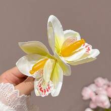 4件組人造雙花髮夾，甜美女孩海灘度假蘭花側瀏海髮夾，時尚百搭花卉頭飾，浪漫度假情人節髮飾髮夾 - 彩色 - 查看 11