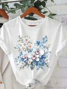 Women's T-Shirt For Spring And Summer - 白色 - 查看 7