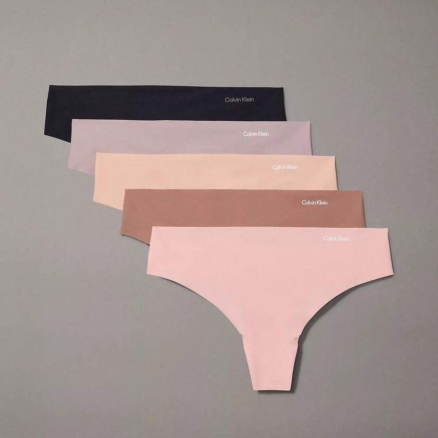 Calvin Klein Calvinklein CK Invisibles 5-Pack Thong Underwear Women Panties QD3556 - Đa sắc thái dịu nhẹ - Xem 1
