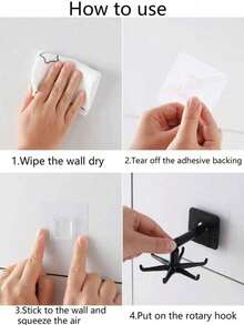 1pc Swivel Bathroom Hook, Multi-Functional Six-Claw Hook, No Need To Punch And Paste Plastic Cabinets, Retractable Kitchen Cutlery Storage Rack - Multicolor - View 10