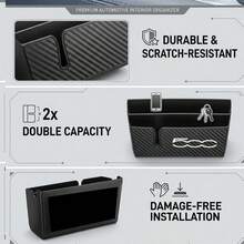 For FAIT 500 500X 500L 1pc Car Interior Organizer. Organizer Pen/Card/Earphone Pockets, Auto Dashboard Storage Box With Charging Hole, Easy Install Carbon Fiber Texture - A - View 4