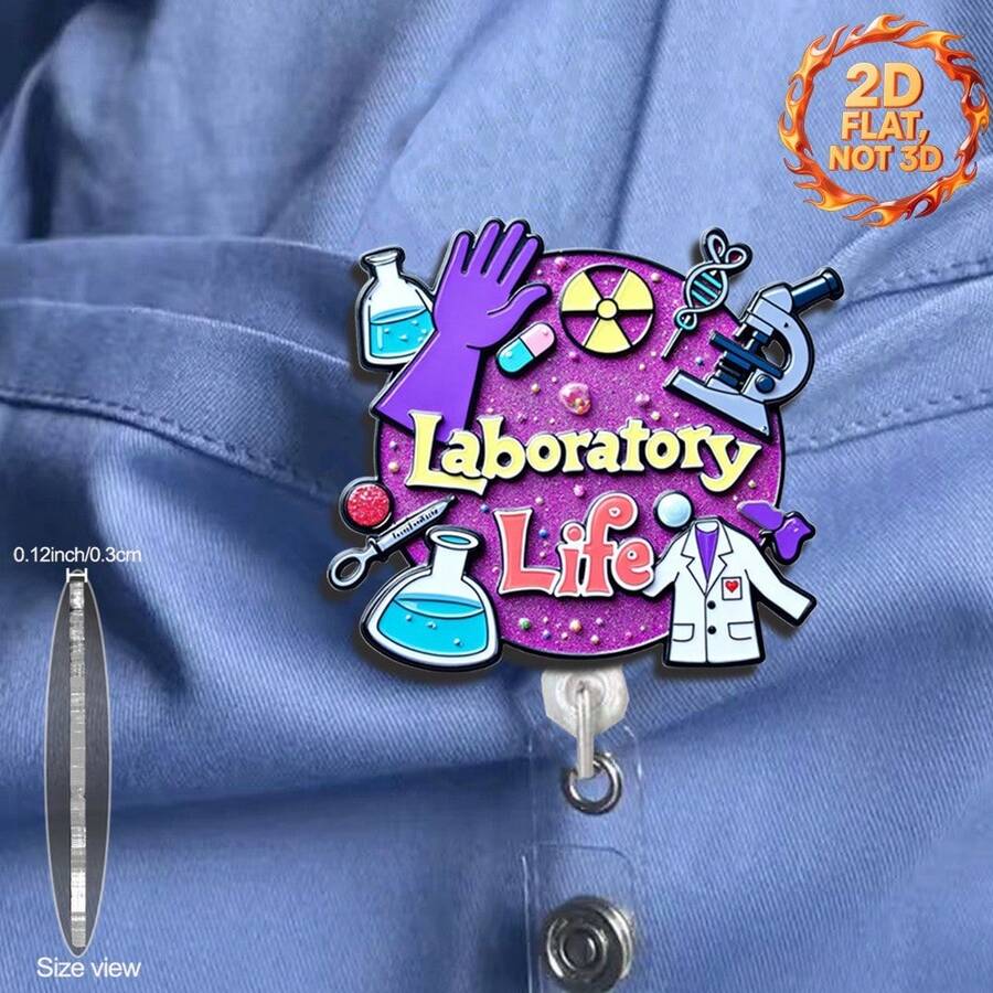 1pc Retractable Badge Scroll Accessory, Cute And Fun Acrylic ID Badge Clip, Designed For Lab Life, Hospital Offices, Nurses, And Doctors, Halloween Gift - Multicolor - View 1