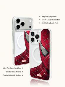 Marvel Spider-Man Iron Man Cartoon Men's Phone Case With Magnetic Charging Function, Compatible With IPhone 17 Pro Max/17 Pro/Air/16 Pro Max/15 Plus/14/13/IP 17/15Pro/12 Pro/11/16 Plus, XR Apple Shockproof Scratch-Resistant Protective Shell - Clear - View 7