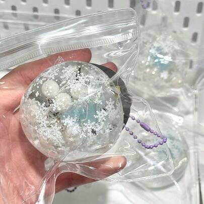 1pc Malt Sugar Ball Squeezy Toy - Winter Frost Sensation, Stress Relief Toy, Squishy Toy, Fidget Toy, Stitch Toys, Travel Toys, Classroom Fidget Toys, Mini Bath Toys, Christmas Stationery Stress Ball, Birthday Gift, Perfect Gift, Toys, Games