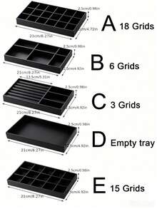 1/5pcs Black Desktop Jewelry Display Storage Box, Elegant Stackable Velvet Jewelry Tray Organizer - Portable Multipurpose Storage For Rings, Earrings And Necklaces - Black - View 2