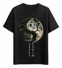 Playeras Árbol Y Luna En Yin-yang Equilibrio Natural - Blanco - Ver 6