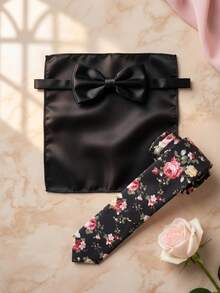 1pc Fashionable High-End Floral Print Men's Tie, Suitable For Groom, Groomsman, Wedding Photography, Work, Dancing, Dinner, Party, Also Suitable As A Gift - Multicolor - View 3