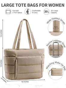 Women's Tote Bag, Lightweight Fluffy Handbag, Suitable For Travel, Work, Beach, Gym, Shopping - Khaki - View 2