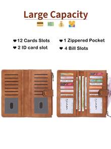 RFID Blocking Ultra-Thin Bifold Wallet, Multi-Function Credit Card Holder, Unisex, Quick-Snap Flap Design, Button Closure RFID Shielding Large Capacity Bifold Card Holder, With Zipper Pocket And Multiple Card Slots, Can Hold Credit Cards/IDs/Cash, Business Casual Multi-Card Slot Zipper Wallet, Suitable For Daily Shopping Use. - Multicolor - View 5