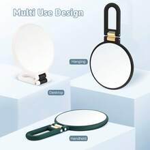 1pc Of 80x Handheld Magnifying Double-Sided Makeup Mirror, 1X/80X Zoom, 360° Adjustable Handle, Supporting Handheld Use, Desktop Placement And Hanging Use. It Has A Double-Sided Mirror Design: One Side Is A 1X High-Definition Mirror - Black - View 2