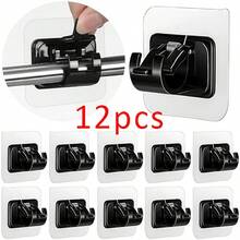 12 Stück selbstklebende Vorhangstangenhalter ohne Bohren, verstellbare Haken mit Nagel für Fenster, Zuhause, Küche, Schlafzimmer, Wohnzimmer, Wohnung, Wohnheim, Wandmontage, strapazierfähig, wasserdicht, Innen- und Außendekoration - Übersicht 12