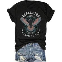 playera de manga corta con banda de rock, color negro, estilo clásico, retro, con gráficos musicales, para conciertos, para mujer - Negro - Ver 1