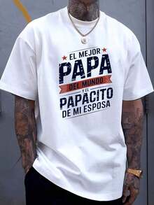 Men's Casual Black T-Shirt With Spanish Print "The Best Dad In The World", Ideal As A Father's Day Gift - 白色 - 查看 6
