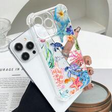 透明四角防震手機殼，海龜、海星、花卉UV印花，軟殼，相容於 Galaxy全系列機型 - 透明ch - 查看 4
