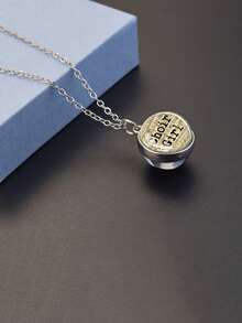 1PC Music Themed Instrument Patterned Necklace, Double-Sided Spherical Glass Inlaid Pendant, Suitable For Couples To Exchange Or As A Birthday Gift. - Silver - View 27