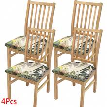 2/4/6pcs Tropical Plant Pattern Stretch Seat Cushion Covers, Chair Covers, Suitable For Home Decor, Living Room, Dining Room, Garden, Hotel, Party, Washable Polyester Material, Chair Seat Pad Protector - Multicolor - View 13