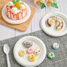 125/25/10 chiếc Khay giấy dùng một lần 100% phân hủy sinh học, đường kính 9 inch, Khay giấy, Khay giấy trắng dùng một lần chịu lực cao, đường kính 9 inch, làm từ sợi mía, Khay giấy không tráng phủ - Nhiều màu - Xem 4