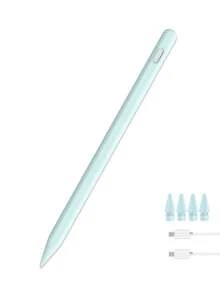 Bút Apple Pencil thế hệ thứ 2 sạc không dây từ tính, kèm cáp sạc, tương thích với iPad A16/10/9/8/7/6, Mini 7/6/5, Air 5/4/3, Air 11" M3/M2, Air 13" M3/M2, Pro 11" M5/M4/4/3/2/1, Pro 12.9" 6/5/4/3, Pro 13" M5/M4, 90mAh, màu xanh dương. - Màu xanh nhạt - Xem 2