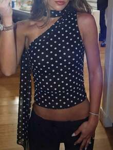 Crop top de mujer con estampado de leopardo, camiseta ajustada, estilo callejero de moda para y vacaciones, negro casual de primavera/verano - Fondo Black con ondas blancas - Ver 3