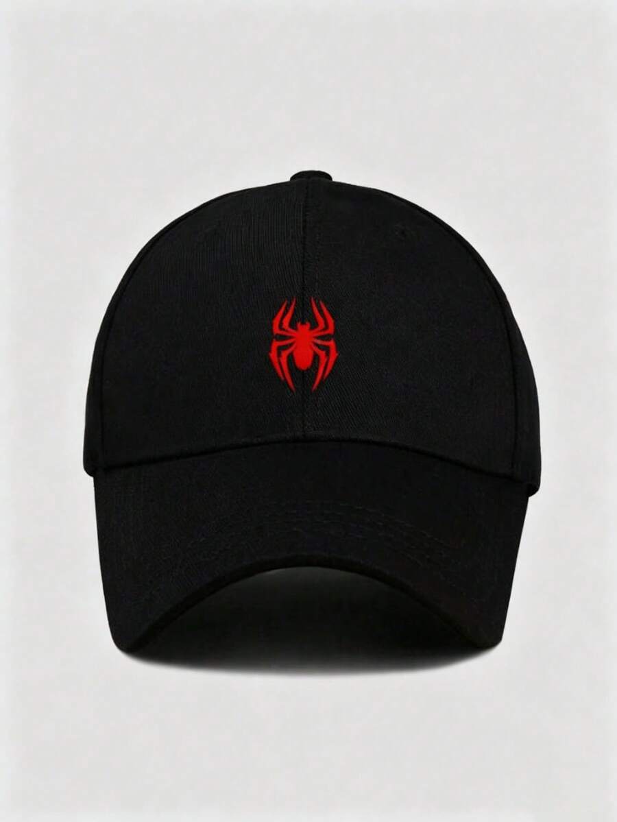 1pc Men's Adjustable Casual Simple Spider Print Baseball Cap, Suitable For Daily Wear