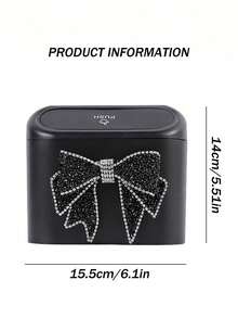 1pc Car Hanging Trash Can, Car Interior Decorative Storage Garbage Bin, Waterproof Car Accessory - Rhinestones - View 6