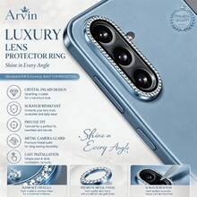 Arvin 9D鏡頭保護膜套組，環形遮罩膜，鋼化玻璃相機鏡頭保護膜，適用於Galaxy A57 A37 A27 A17, S25FE, S26Ultra, S26, S26Plus, S24FE, S25Ultra, S25Plus, A16, A26, A36, A56, A55, A15, A35, A25, A05S, A54, S24Ultra, S24, S24Plus, S23Ultra，適用於手機殼全覆蓋鏡頭膜 - 淺藍色 - 查看 12