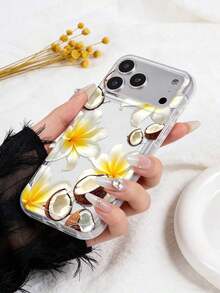 Funda de silicona líquida para teléfono móvil con patrón de flores de hibisco, protección de Body completo, a prueba de golpes y caídas, de goma suave TPU compatible con iPhone / Galaxy - Multicolor 7 - Ver 3