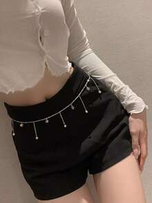 Dây chuyền đeo eo cao cấp, sang trọng, đính ngọc trai giả kiểu Pháp, có tua rua, dành cho nữ. - Bạc - Xem 2