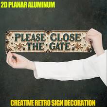 1pc Vintage Style "Please Close Door" Wall Sign | Rustic Metal Decor With Floral Accents, 2D Flat Printed, Easy To Install, Suitable For Home, Farmhouse, Bathroom, Cafe, Garage, Porch, Bedroom - Ideal Gift, Outdoor Metal Decoration (Random Style) - A - View 7
