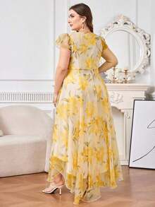 Reflora Vestido floral elegante para mujer de talla, vestido de invitada de boda de verano - verde menta - Ver 10