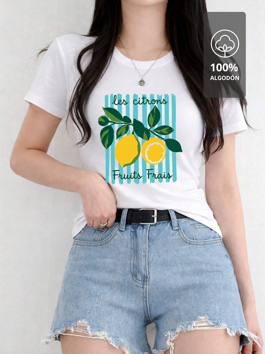 Playera Estampada 100 % Algodón - Les Citrons Fresh Edition - Blanco - Ver 1
