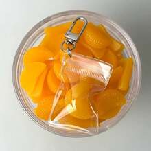 1pc. Orange Fruit Transparent Bag Phone Charm, Korean Ins Style Fresh Fruit, Suitable For Various Holiday Party Gifts, Cheese Squishy, Squishy Dumpling, Fidget, Squishy - Orange Ornament - View 4