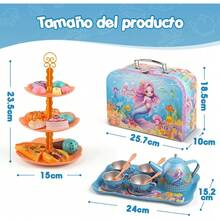 52-Piece Children's Tea Set, Birthday, Christmas, Children's Day Gift, Includes Dessert, Tea Set, Tableware And Carrying Case (Red) - Blue-m - View 3