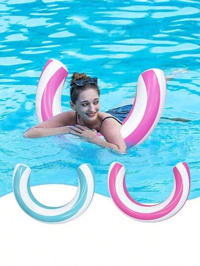 1pc, Inflatable Semi-Circular U-Shaped Candy-Shaped Swimming Stick, Thickened PVC Striped Arc-Shaped Inflatable Float For Water Use, Striped U-Shaped Inflatable Swimming Ring, Water Float Bed/Recliner Buoyancy Bar, Quick Inflatable And Easy To Carry, Pool Party Gift, Outdoor Swimming Pool Gift, Pool Party, Beach Fun