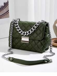 Women's Versatile PU Crossbody Bag, Large Capacity Practical For Shopping, Dating, Office Wear In Summer - Green - View 4