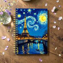 1PC 5.5x8.3 Inch Back-To-School Stationery - Humorous Spiral Notebook With Van Gogh Creative Design. Suitable For Work Records, Study Notes, Daily Planning, And Also A Great Gift Choice For Graduation, Birthdays,Notebook School Supplies - Art Landscape - View 3