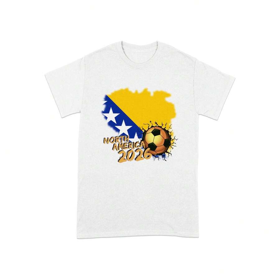Bosnien und Herzegowina Fußball Trikot 2026 Europa Fußball Fan T-shirt Bosnien und Herzegowina Fußball Supporter T-shirt Turnier Grafik T-shirt - Weiss - Übersicht 1