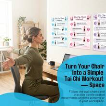 Tai Chi Chair Practice Guide, Instructional Aerial Yoga Style Poster, Includes Chest, Back, Leg And Core Workout Plan | Bodyweight Exercises For Women And Beginners, Easy To Read Home Gym Decor Fitness Wall Art - Multicolor - View 11