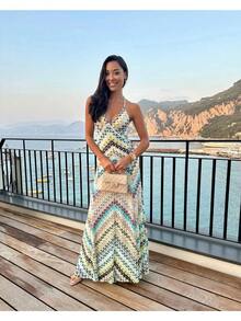 Vestido Tirantes Tejido A Mano Con Elegante Encaje Combinado - Verde - Ver 4