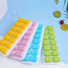 1pc Silicone Ice Cube Tray With 14 Compartments, Each With Lid And Soft Base For Easy Ice Cube Removal, Great For Home Ice Making - Multicolor - View 2