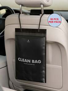 50pcs Thickened PE Trailer Trash Bags, With Long Rope For Hanging In Car, Home Or Office, Waterproof Tear-Resistant Large Capacity Storage Bags, Suitable For Waste And Daily Supplies, Black Cleaning Bags - Car Garbage Bags - View 2