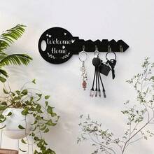 Bohemian Style Wooden Key Holder With Shelf And Hooks - Easy To Install, Space-Saving Wall-Mounted Storage Rack For Keys, Coats Etc. - Suitable For Entryway, Kitchen, Office And More - White - View 4
