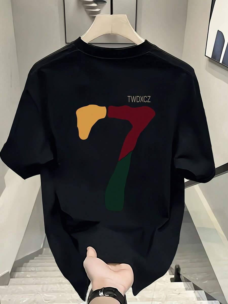 Minimalist. 100% Cotton. 1pac Men's 100% Cotton T-Shirt. Basic Summer Cotton Top. Spring/Summer Top. - Black - View 1