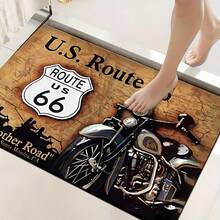 1pc Motorcycle Pattern Printed Silica Gel Carpet, Easy To Clean, 3D Printed Rectangular Rug, Suitable For Entryway, Living Room, Kitchen, Bedroom, Hallway, Bathroom, Laundry Room - Polyester Carpet, For Indoor And Outdoor Home Decor - Multicolor - View 7