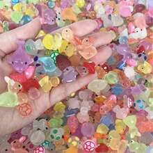 50/100/200pcs Resin Glow In The Dark Small Animal Figurines, Random Colors, No Power Needed, Suitable For Garden, Party, Mini Landscape, Pool, Dollhouse Decor And Other Festivals, Random Styles - 彩色 - 查看 1