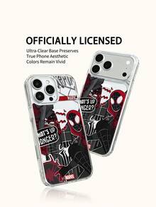 Miniso Marvel 蜘蛛人鋼鐵人卡通男款手機殼，具備磁吸充電功能，適用於 iPhone 17 Pro Max/17 Pro/Air/16 Pro Max/15 Plus/14/13/17/15Pro/12 Pro/11/16 Plus 及其他手機型號，防震耐刮保護殼 - 無色 - 查看 6