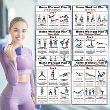 6-Day Fitness Challenge, Including Arms, Legs, Core, Glutes, Chest And Shoulders Exercises, 6 Posters Total. Ideal For Home Workout, Yoga, Dumbbell Training, Shaping And Weight Loss. An Excellent Fitness Guide And Gift - Multicolor - View 2