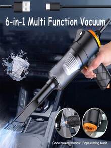 Wireless Portable Mini Handheld Vacuum Cleaner With Emergency Functions: Seatbelt Cutter, Window Breaker Spike. Suitable For Car, Home, Office And Pet Areas Vacuuming, Dusting And Air Cleaning - Multicolor - View 4