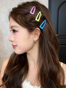 4pcs Women's Hair Accessories, High-End Elegant Metal Hair Clips, Summer Hair Styling Tools, Invisible Seamless Bangs Clips, Triangle BB Clips, Fashion Versatile Hair Bun Tools, Bangs Hair Clips,Hair Claws,Bobby Pin - Multicolor - View 7